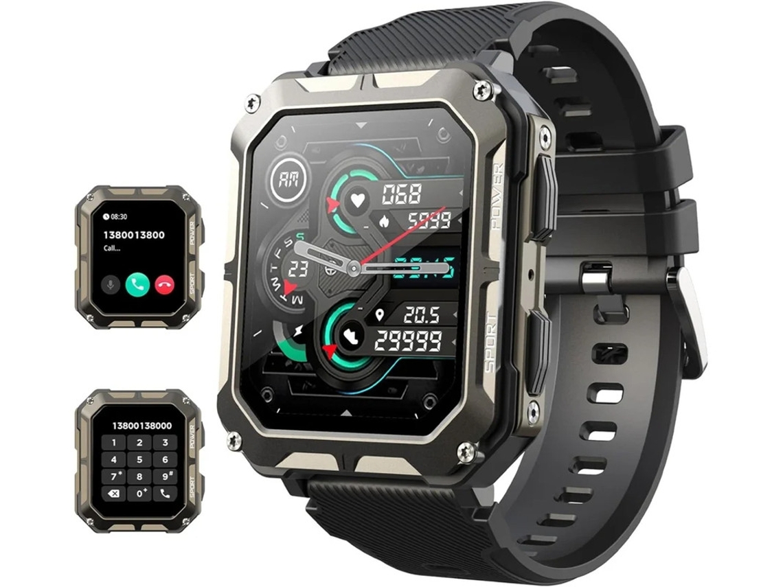 Reloj inteligente para hombre con Bluetooth, llamadas y asistente de voz IA, reloj de fitness de 1,83 pulgadas con monitor de frecuencia cardíaca, presión arterial Spo2, Bestvite