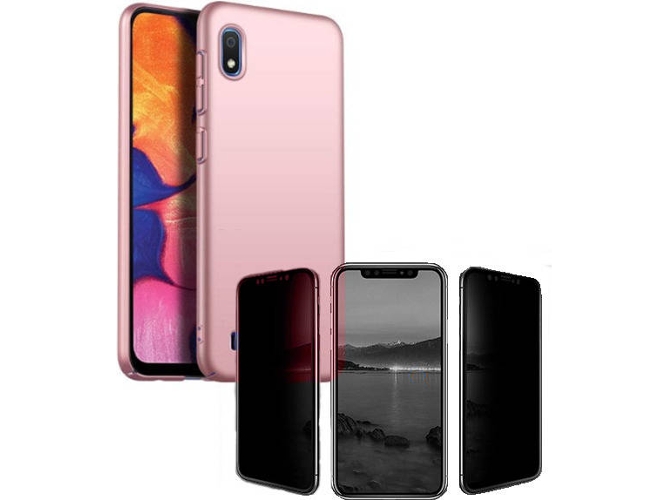 Kit Carcasa y Protector Privacy Samsung Galaxy A10 SlimShield Rosa