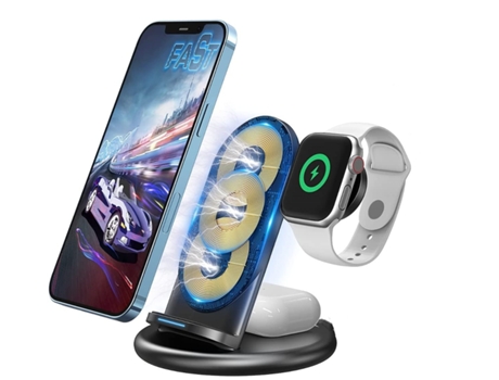 Estación de Carga Sem Rápida Qi para iPhone 12 Pro Max/12 Mini YIZHOOD Negro