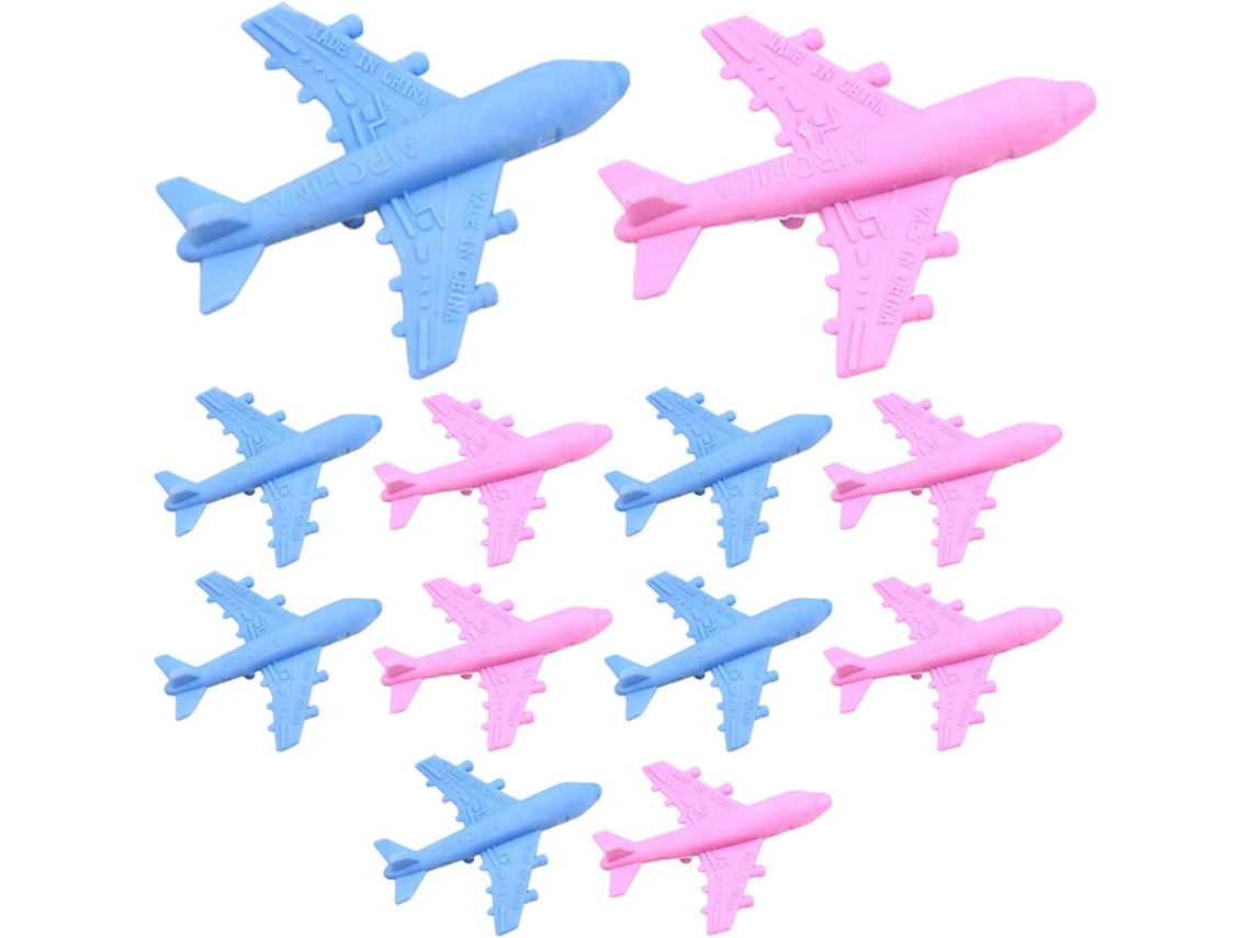 Juego de 36 gomas de borrar con forma de avión: bonitas e ideales para material escolar, premios para profesores,
