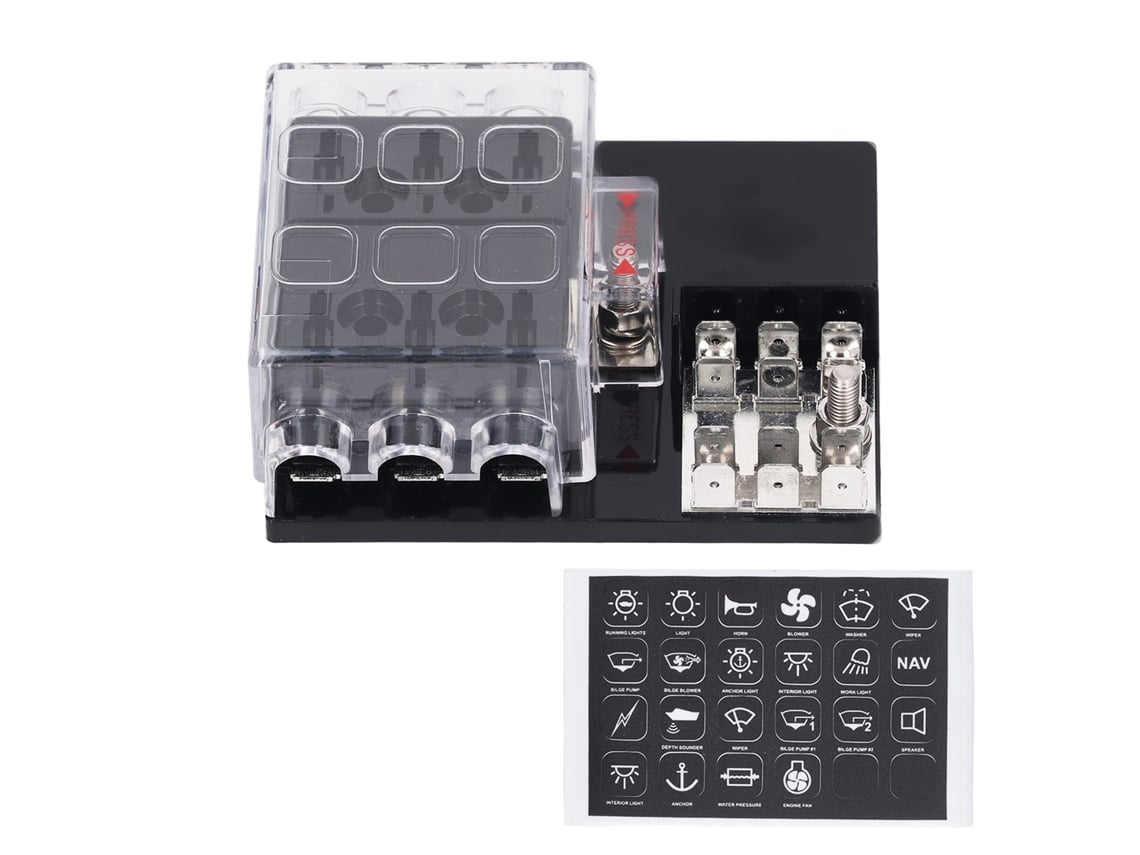 Veloriskku-caja De Fusíveis De Lâmina 6 Vias Atc Ato Impermeável Com Barra Negativa 12‑36vdc Para Carro Rv Reboque Caminhão Furgão