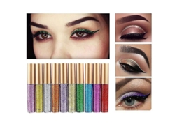 10 Cores Eyeliner Líquido com Glitter, Sombra de Olhos Waterproof e Brilhante