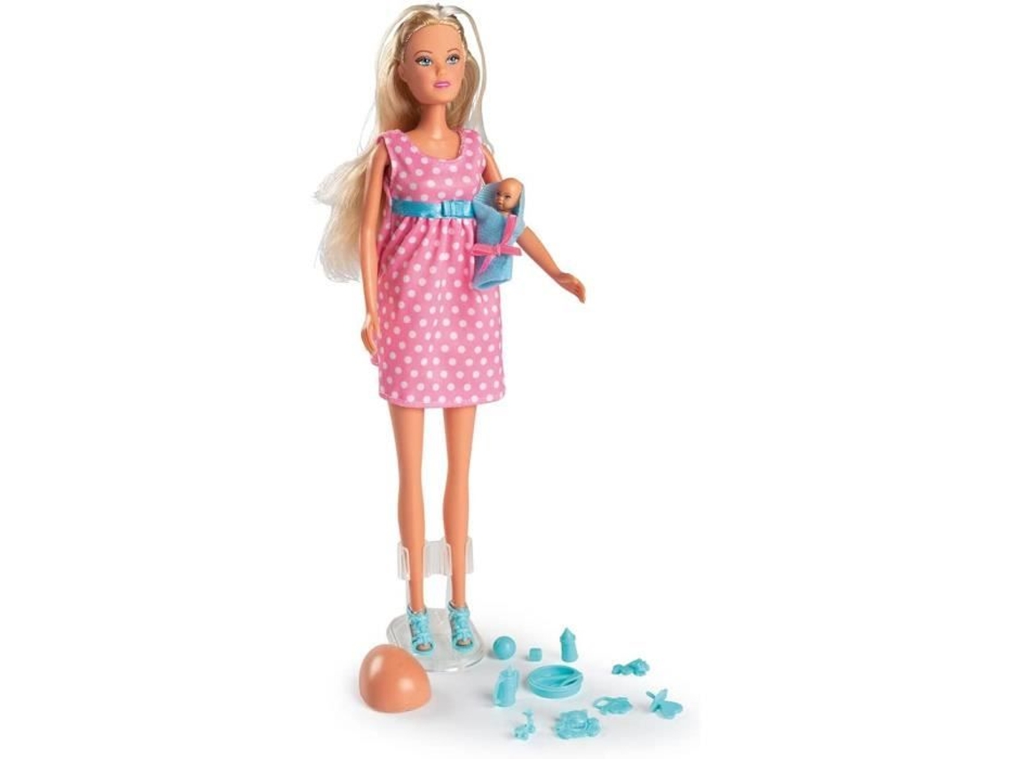 Muñeca Fashion Embarazada Silvertorn Steffi Love 10 Accesorios Incluidos Rosa