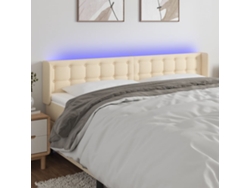 Cabecero Con Led De Tela Crema 163x16x78/88 Cm