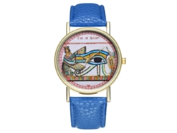 Reloj Unisex Informal De Piel Sintética Con Movimiento De Cuarzo - Azul Real