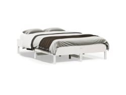 Estructura De Cama Sin Colchón Madera De Pino Blanca 140x190 Cm