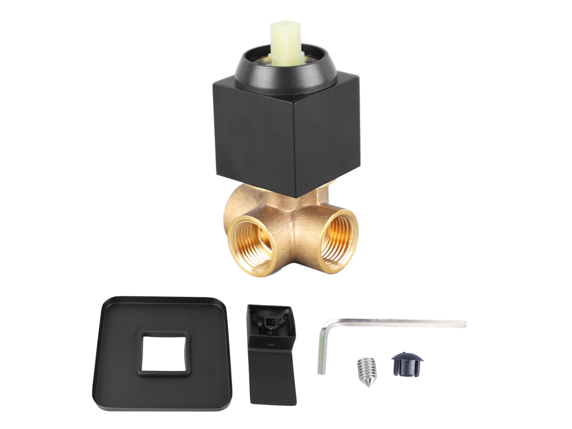 Válvula mezcladora de pared para baño, cobre negro, cuadrada