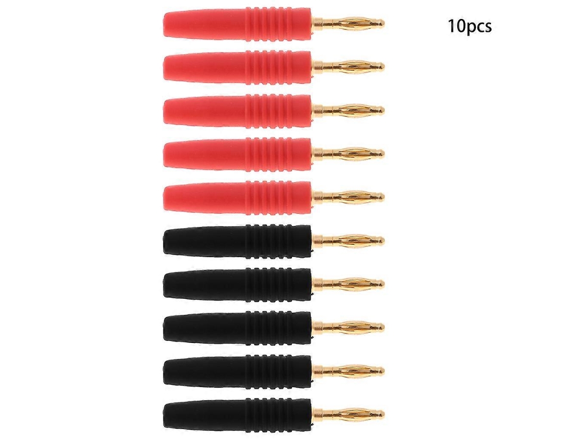 Juego de 10 conectores banana macho de 2 mm para cable de altavoz, chapados en oro rojo (10 unidades)