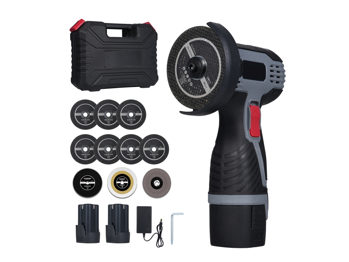 Amoladora Angular Inalámbrica De 28000 Rpm, 16,8 V, 2 Baterías De 1500 Mah Con Led Para Cortar Y Pulir.