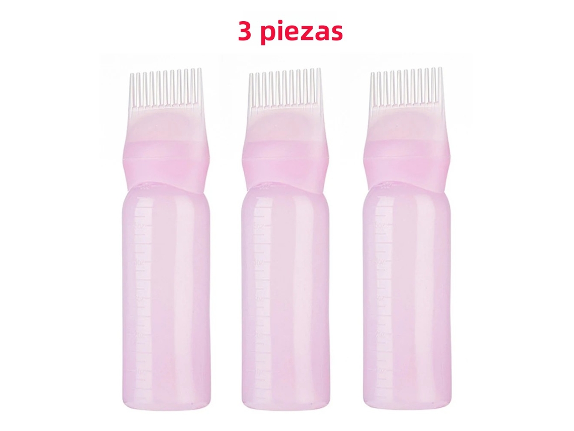 (Rosa) Paquete de 3 botellas recargables de 180 ml para aceite capilar