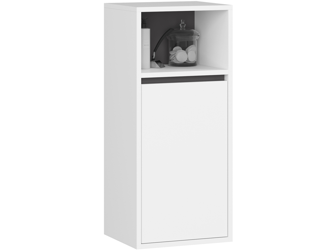 Armario De Baño Vami 35 Cm, Blanco Y Grafito, 1 Puerta, 3 Estantes