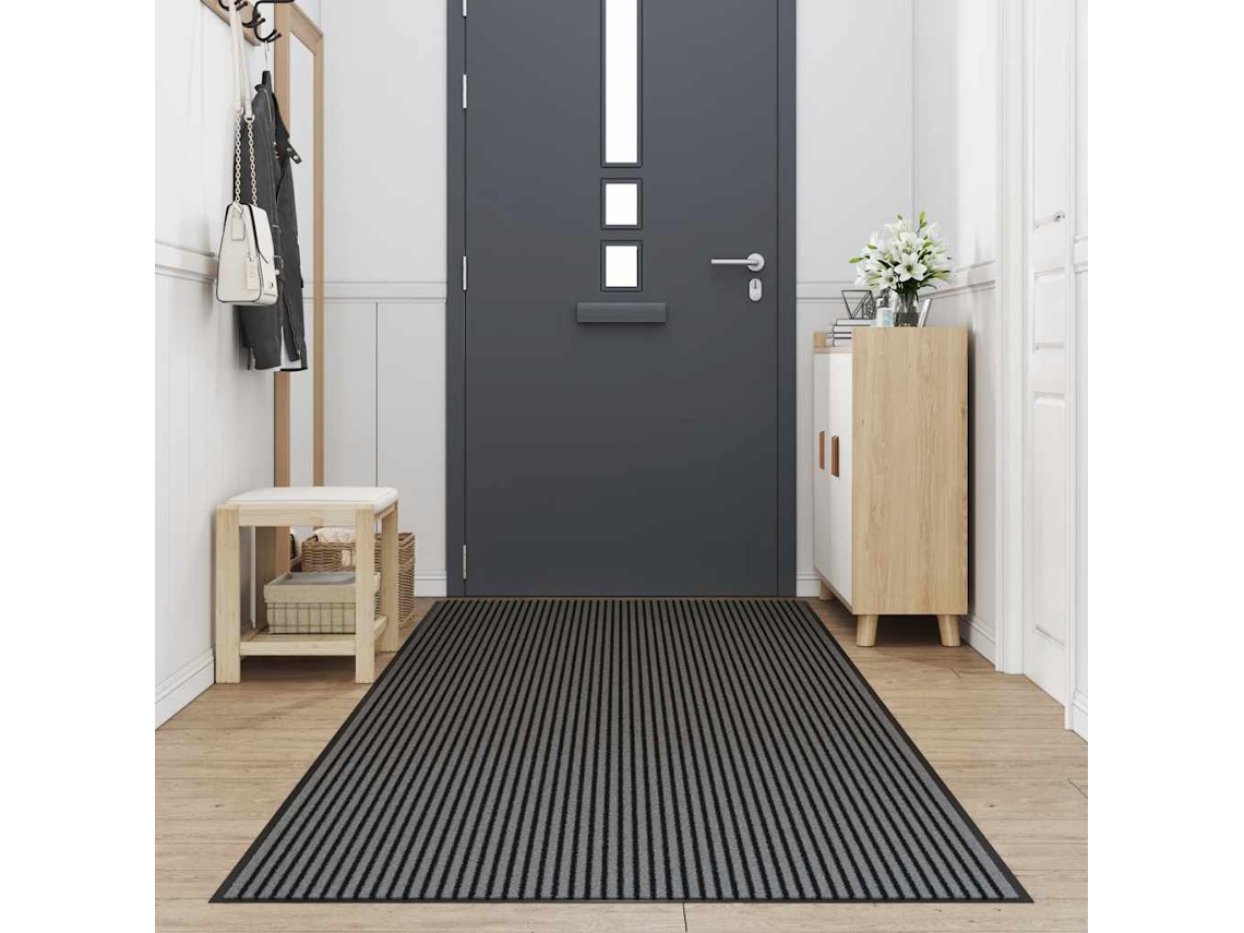 Maison Exclusive - Felpudo A Rayas Negro Y Gris 115x400 Cm