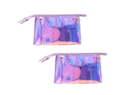 Bolsa de Maquillaje Holográfica, Iridiscente, con Cremallera, Impermeable y Transparente KOFIHETY