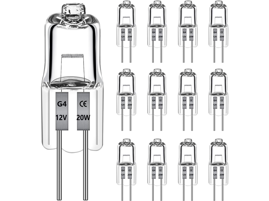 12 Lámparas Halógenas G4 Instaladas - 20w, 2700k, Luz Blanca Cálida, 240lm - Lámparas Halógenas G4, 20w, 12v. Temperatura Máxima: 30°c.