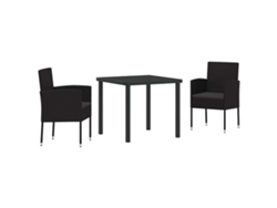 Conjunto De Comedor De Jardín 3 Uds | Mueble De Jardín Negro Ratán Sintético