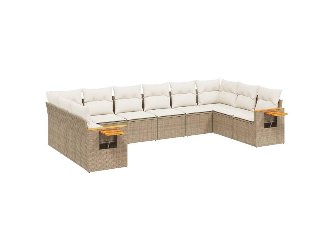 Maison Exclusive - Juego De Sofás Jardín Con Cojines Beige 10 Pzas Ratán Sintético