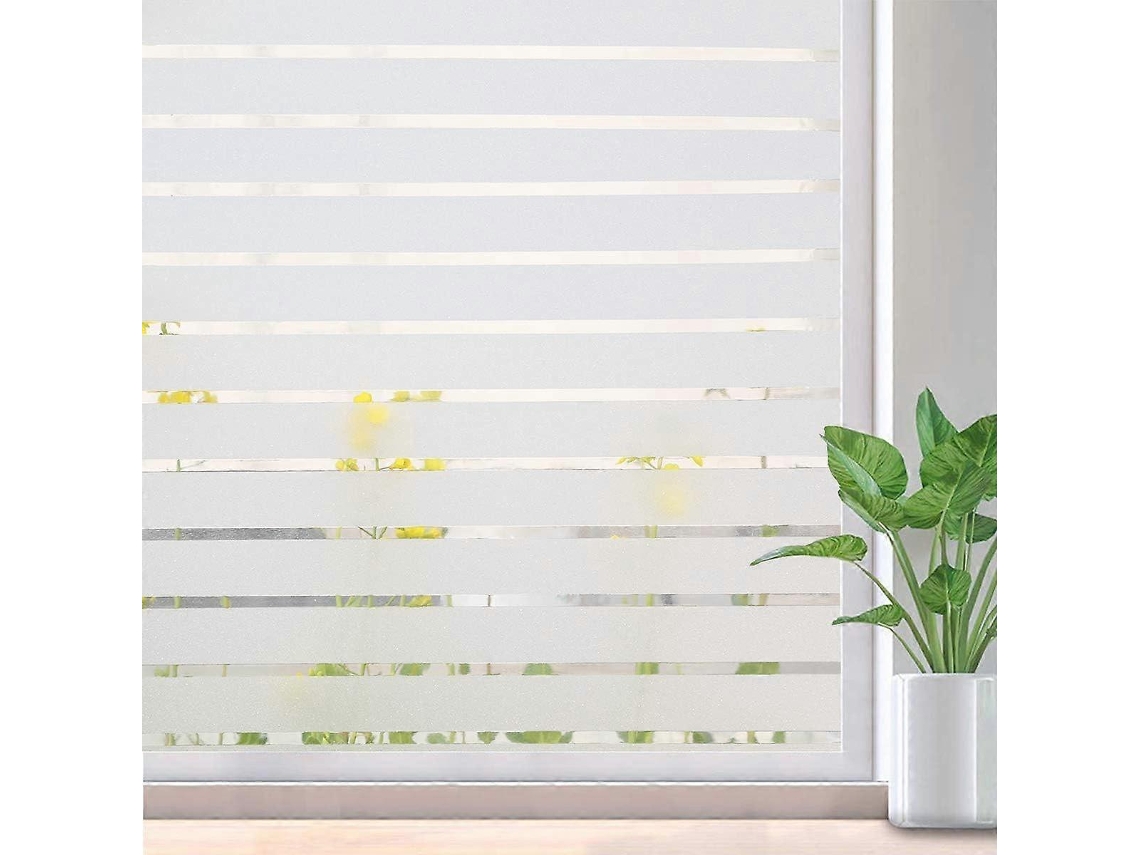 Rebe-pelicula Para Ventanas Con Patrones De Rayas Escamosas Privacidad Proteccion Uv Sin Pegamento Autoadehesivo 44.5x200cm