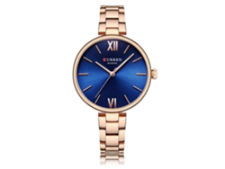 Reloj De Pulsera De Acero Inoxidable Para Mujer, Resistente Al Agua Hasta 3 Atm, Con Números Romanos, Oro Rosa, Azul.