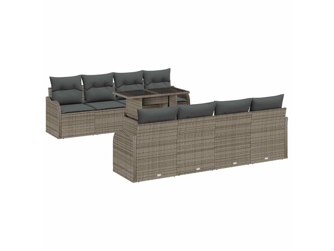 Maison Exclusive - Conjunto De Sofá De Jardín Con Cojín 9 Pcs Gris Poliratán