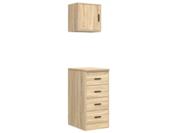 Juego de gabinetes de garaje de 2 piezas fabricado en madera de roble Sonoma, EXCLUSIVO DE MAISON