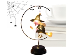 Lámpara de mesa de bruja voladora | Luz nocturna LED de bruja gótica para Halloween | Lámpara de pie Gokoco
