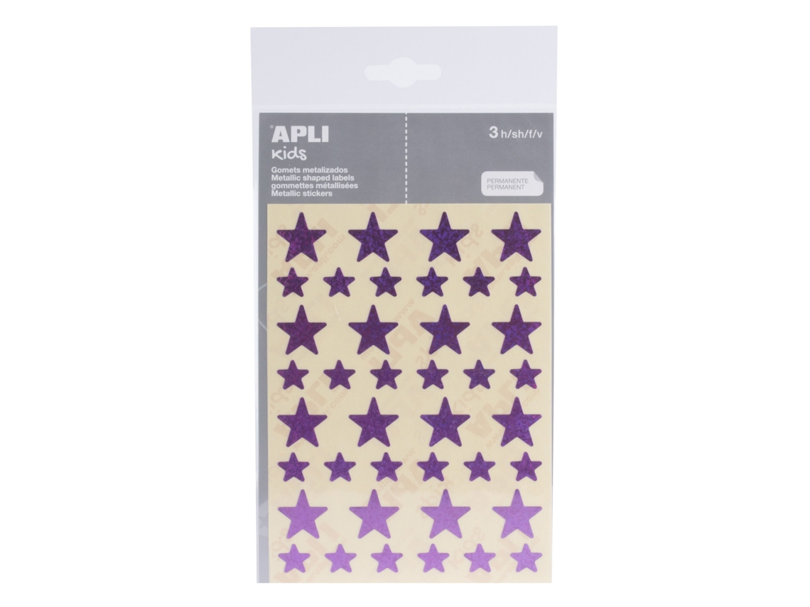 Autoadesivo Gomets APLI Stars 12,5-19,5Mm - Holográfico Lila