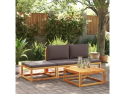 Conjunto de 4 sofás de jardín con cojines en madera maciza de acacia, Dkd Home Decor