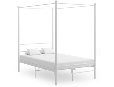 vidaXL Estructura de cama con dosel metal blanco 140x200 cm