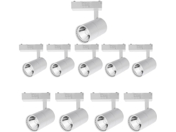 10x Foco Techo Led Carril 30W, Blanco Neutro 4200K, 3000 Lúmenes, 185V-265V AC Monofásico, Aluminio Color Blanco JANDEI