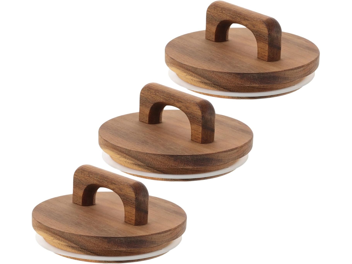 Piezas, Té, Vidrio, Pp, Para Cocina, 3 Tapas De Madera Herméticas Con Anillos De Silicona Para Grifo