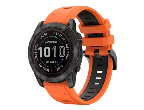 Correa Smartwatch para Garmin Fenix 7X Solar 26mm Silicona Deportiva Bicolor (Naranja + Negro)