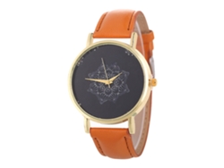 Reloj De Pulsera De Aleación De Noche Con Dial Redondo Cuarzo Pareja Café Claro