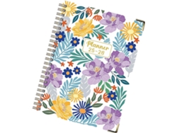 Agenda - Planificador Papel Grueso Julio 2025-junio 2026 Encuadernación De Anillas Diseño Floral Cuaderno