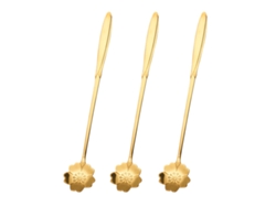 Juego de cucharas largas para té y café - Acero inoxidable con lámina dorada RNEMITERY