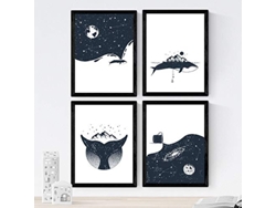 Set de 4 Láminas NACNIC Ballenas y Via Lactea (A3)