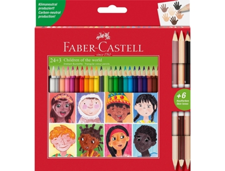 Pack 24 Lápices de Cor + 3 Lápices Bicolor con 6 tons de pele FABER-CASTELL