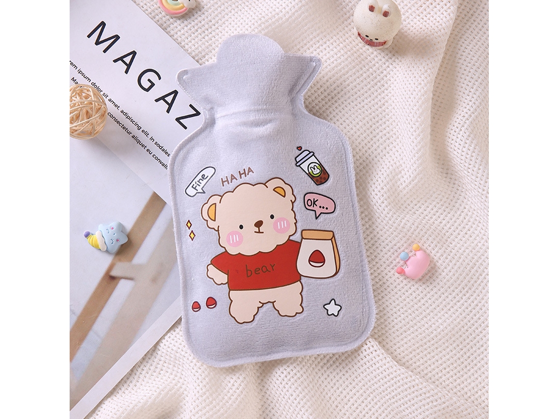 Adorable bolsa de agua caliente de peluche de dibujos animados, material de PVC, calentador abdominal portátil no eléctrico Stelasplen (350 ml)