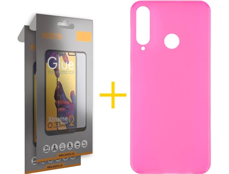 Kit Funda + 2 Protectores de Pantalla Huawei Y6P ACCETEL Full Liso (Rosa)