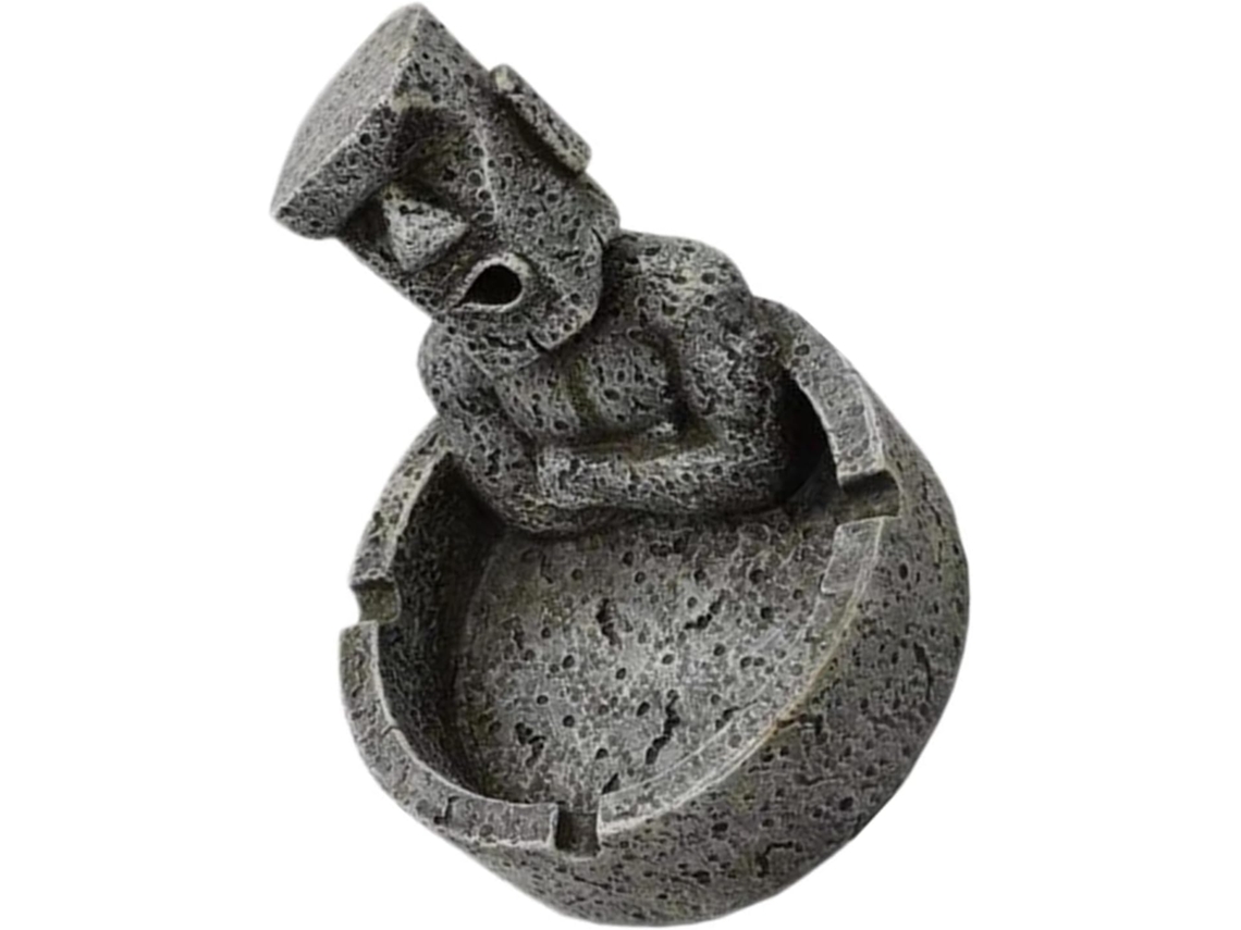 Cenicero Creativo Moai En Resina Gris, Escultura De Estatua Retro De La Isla De Pascua