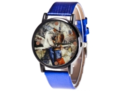 Reloj De Pulsera Para Pareja A La Moda Con Correa De Piel Sintética, Estilo Moderno, Azul.