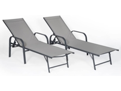 Pack De 2 Tumbonas Sardinia De Textileno Gris Y Estructura Gris Antracita