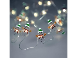 Guirnalda luces navidad a pilas 20 leds muñecos de nieve. luz fria uso interno ip20