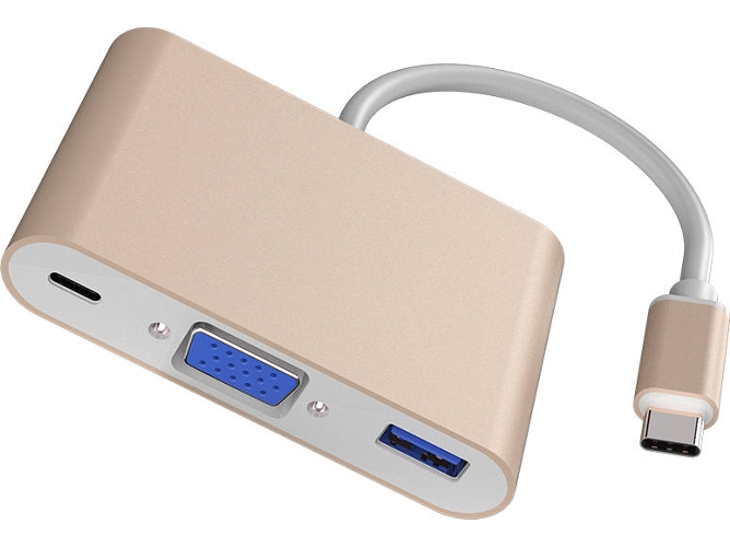 Conversor HOWEI Type C to VGA Three In One (Dorado)