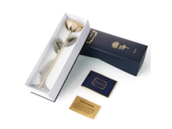 Rosa Real Ejoyous De Oro De 24 Quilates Con Soporte Para Rosa De Marfil