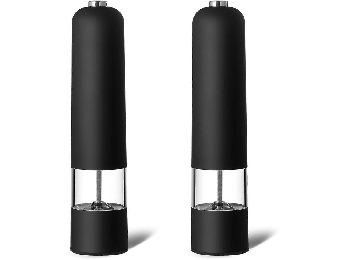 Juego de 2 molinillos eléctricos de sal y pimienta, automáticos de acero inoxidable, a pilas. Rosewell