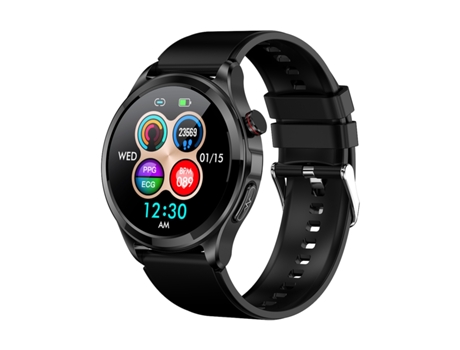 Smartwatch TK22 1.39 '' La correa de silicona impermeable IP67 admite ECG / azúcar en sangre no invasivo (negro)