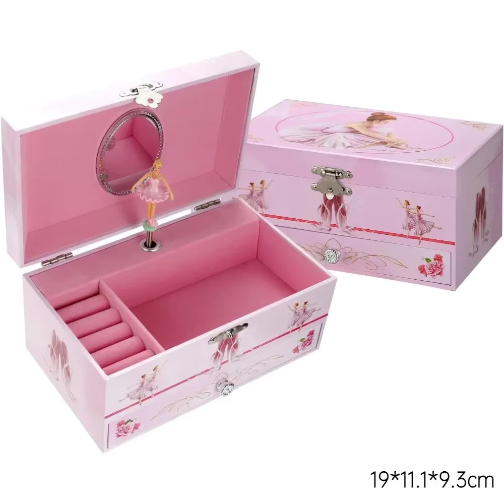 Caja de música de bailarina para guardar joyas. Caja de música vintage MDUG (15 cm).