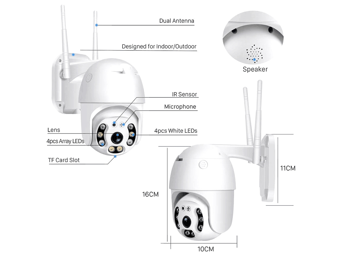 2026-cámara De Seguridad Ptz Wifi Exterior 1080p 2mp Inalámbrica Para Exteriores
