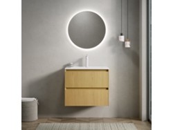 Mueble de baño Dave de 61 cm con lavabo rectangular de cerámica y acabado en madera texturizada - BGA STORE