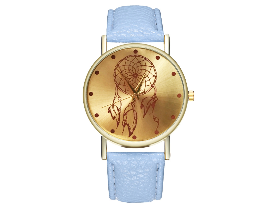 Reloj De Pulsera Analógico De Aleación Con Esfera Redonda, Moderno Para Hombres Y Mujeres (azul Claro)